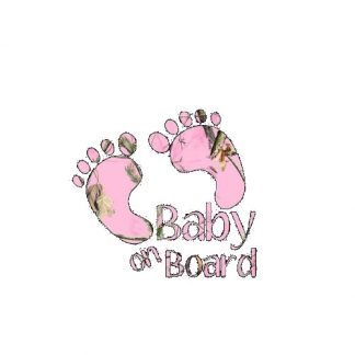 Baby On Board Feet Pink Camo Decal