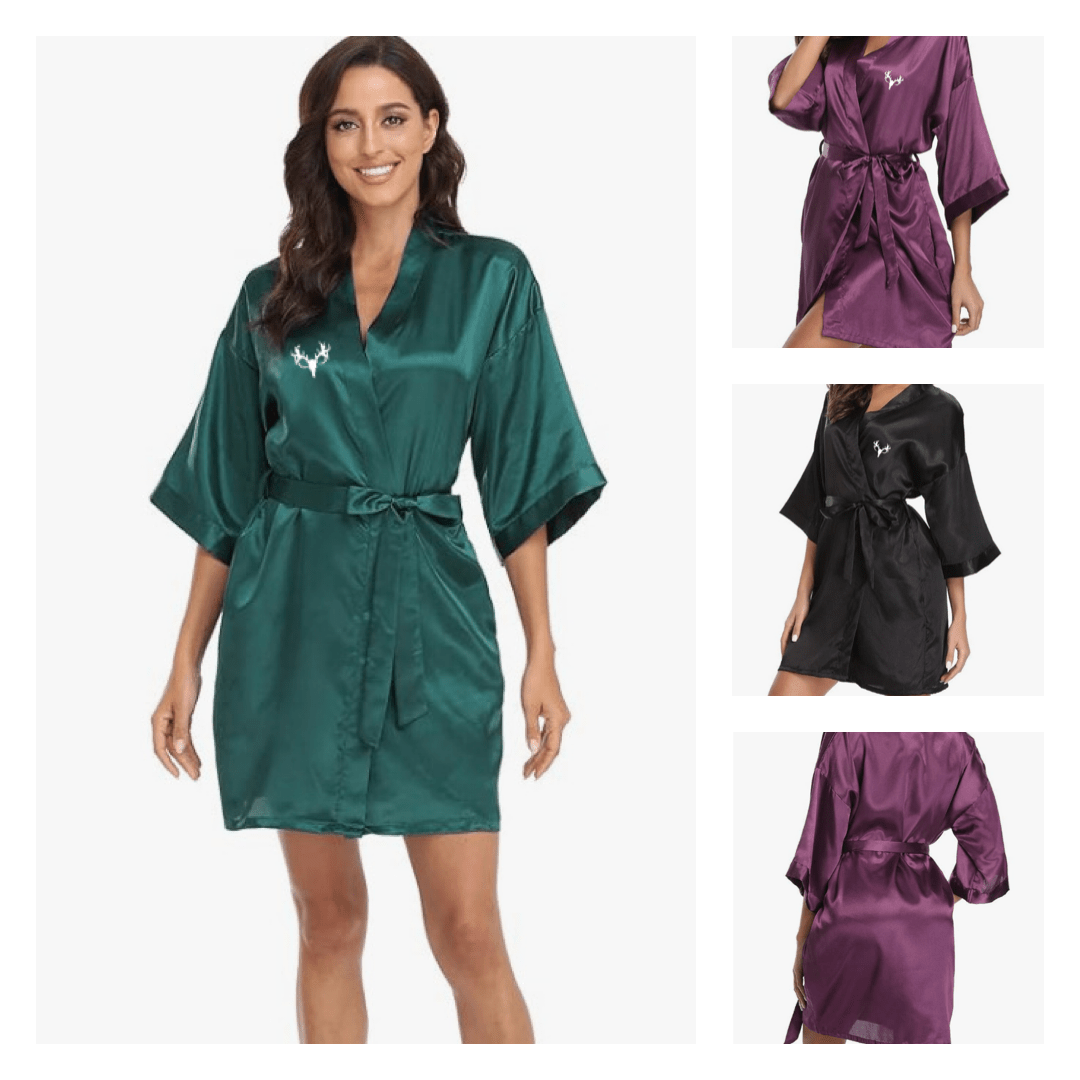 Deer Skull Satin Robe (3 Colors)