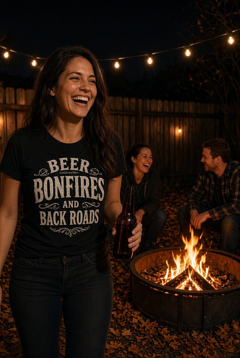 Beer Bonfires Backroads Graphic Tee - Image 3